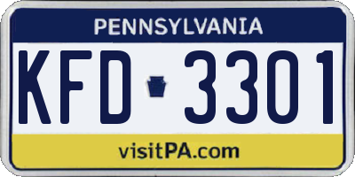 PA license plate KFD3301