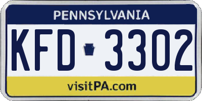 PA license plate KFD3302