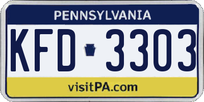 PA license plate KFD3303