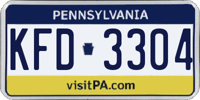 PA license plate KFD3304