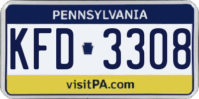 PA license plate KFD3308