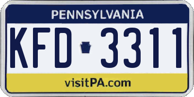 PA license plate KFD3311
