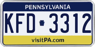 PA license plate KFD3312