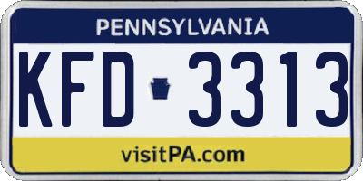 PA license plate KFD3313