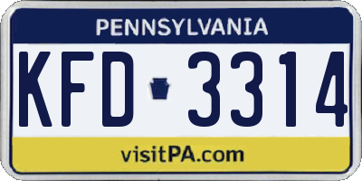 PA license plate KFD3314