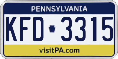 PA license plate KFD3315