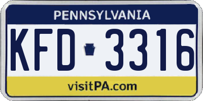 PA license plate KFD3316