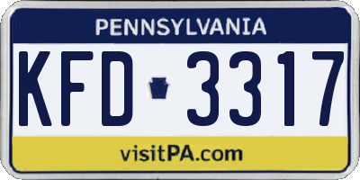 PA license plate KFD3317