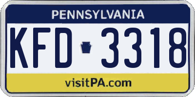 PA license plate KFD3318