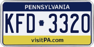 PA license plate KFD3320