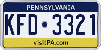 PA license plate KFD3321