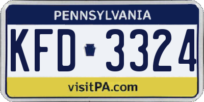 PA license plate KFD3324