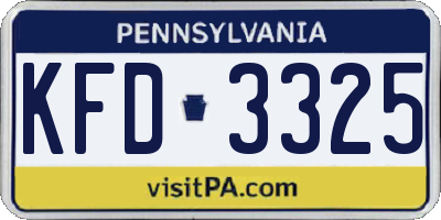 PA license plate KFD3325