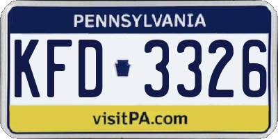 PA license plate KFD3326