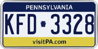 PA license plate KFD3328