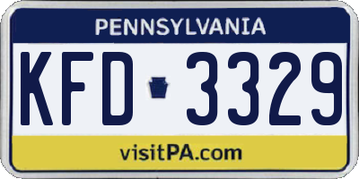 PA license plate KFD3329