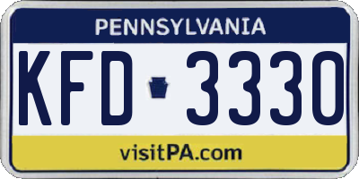 PA license plate KFD3330