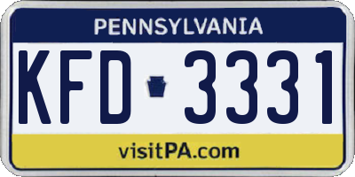 PA license plate KFD3331