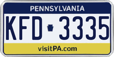 PA license plate KFD3335