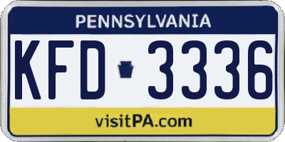 PA license plate KFD3336