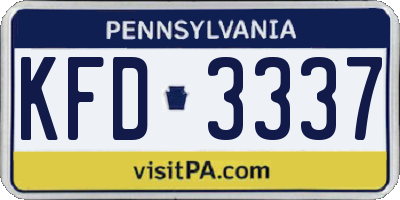 PA license plate KFD3337