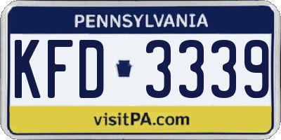 PA license plate KFD3339