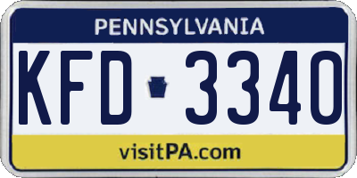 PA license plate KFD3340