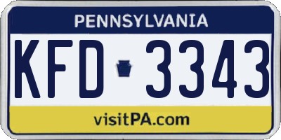 PA license plate KFD3343