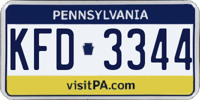 PA license plate KFD3344