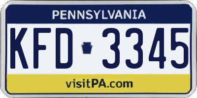 PA license plate KFD3345