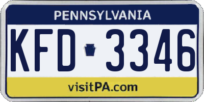 PA license plate KFD3346