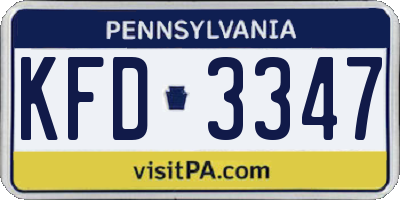 PA license plate KFD3347