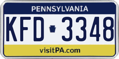 PA license plate KFD3348