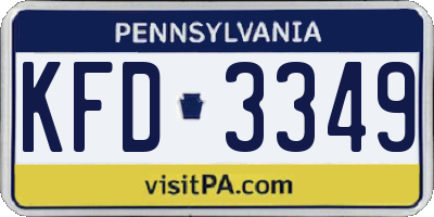 PA license plate KFD3349