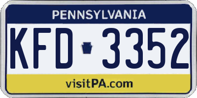 PA license plate KFD3352