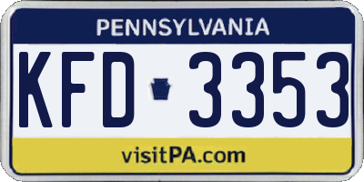 PA license plate KFD3353