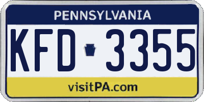 PA license plate KFD3355