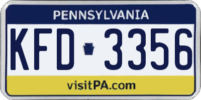 PA license plate KFD3356