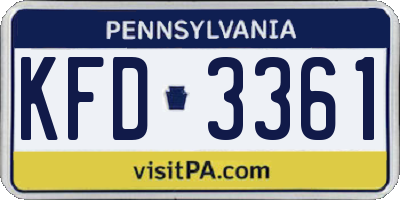 PA license plate KFD3361