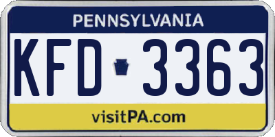 PA license plate KFD3363