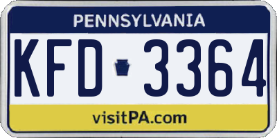 PA license plate KFD3364