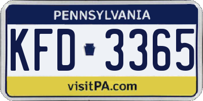 PA license plate KFD3365