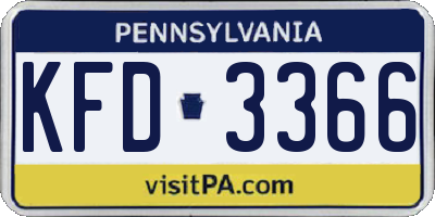 PA license plate KFD3366
