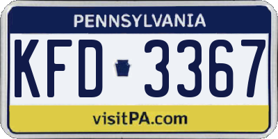 PA license plate KFD3367