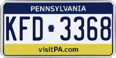 PA license plate KFD3368