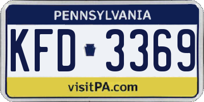 PA license plate KFD3369