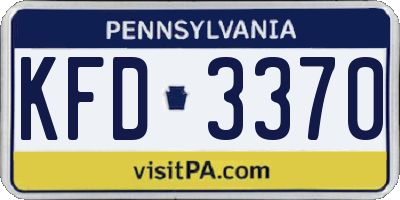 PA license plate KFD3370
