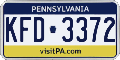 PA license plate KFD3372
