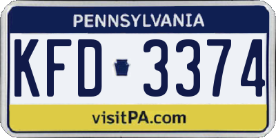 PA license plate KFD3374