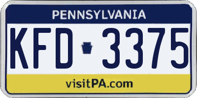 PA license plate KFD3375